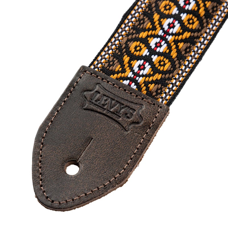 Levy's Leathers 2" Vintage Hootenanny Jacquard Weave Guitar Strap with Garment Leather Backing (M8HTV-20) - Image 3